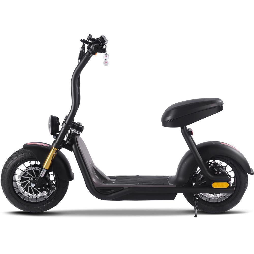 Black electric scooter on a white background