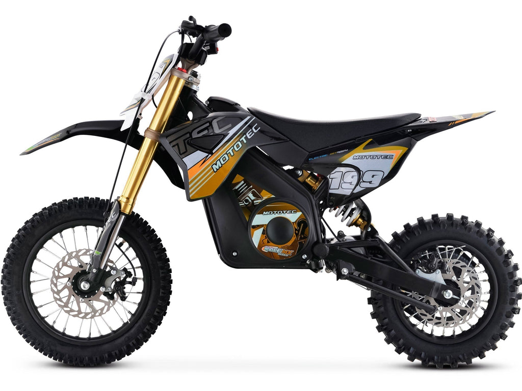 Small dirt bike with 'MotoTec' branding on a white background