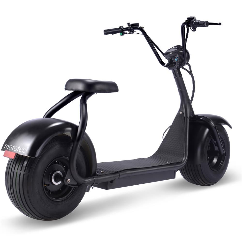 Black electric scooter by MotoTec for heavy riders