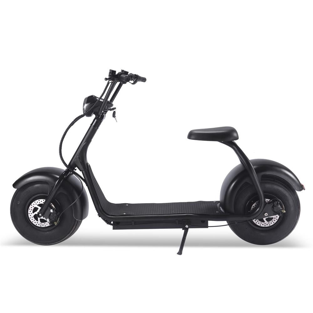 Black electric scooter for heavier riders