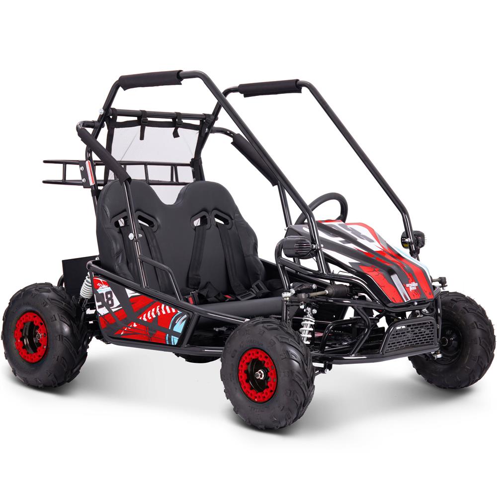 Black and red go-kart on a white background