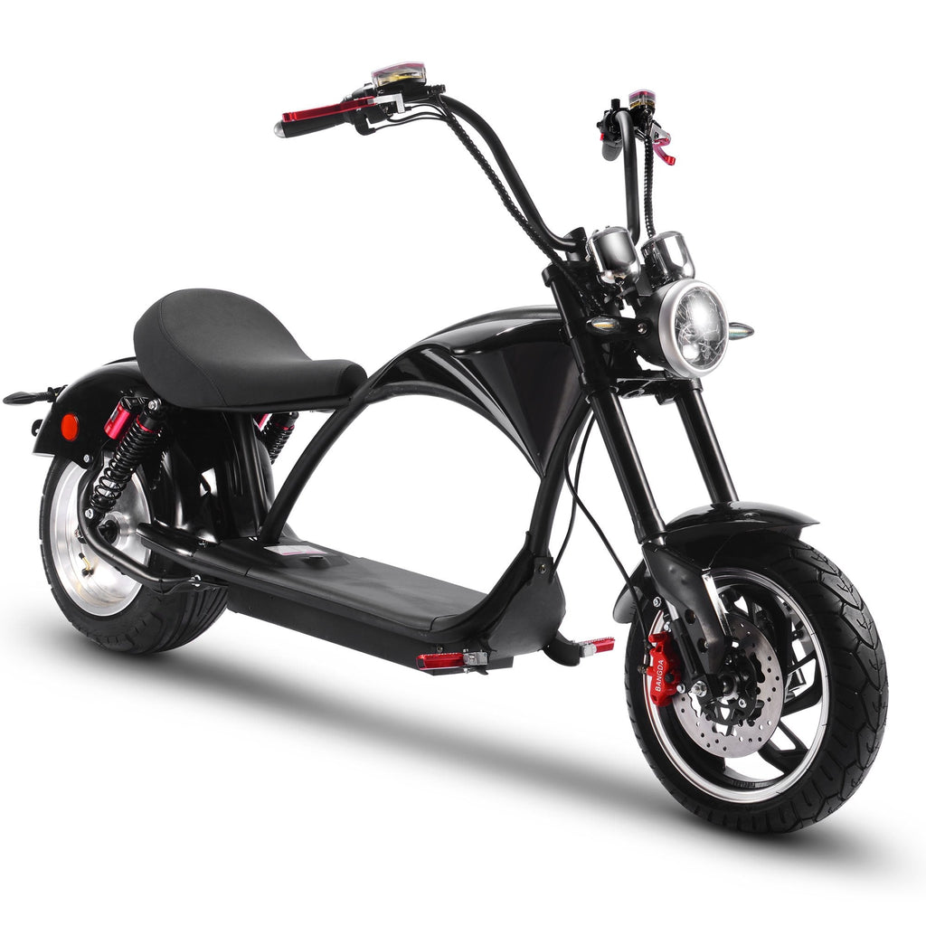 Black electric scooter on a white background