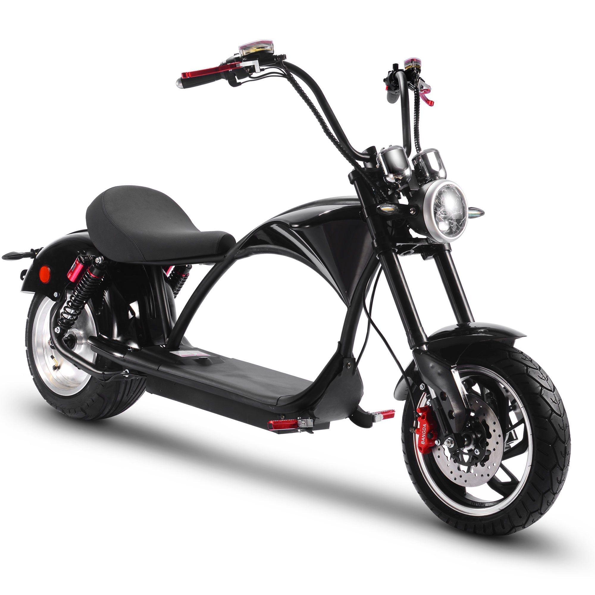 Black electric scooter on a white background