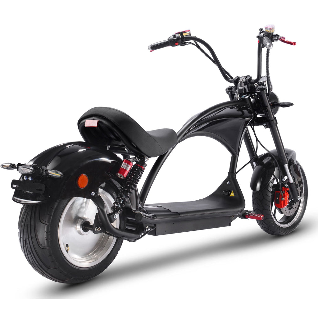 Black MotoTec electric scooter with red accents on a white background