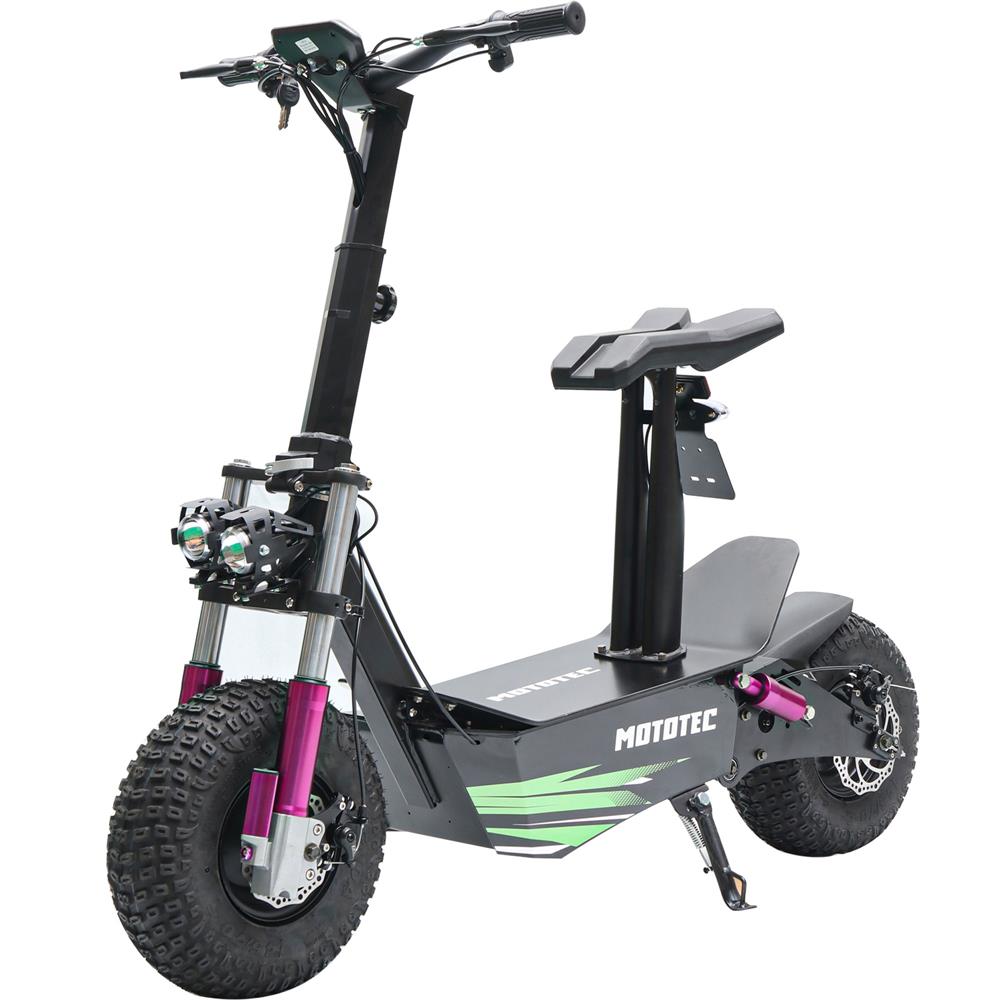 Black electric scooter with pink accents on a white background