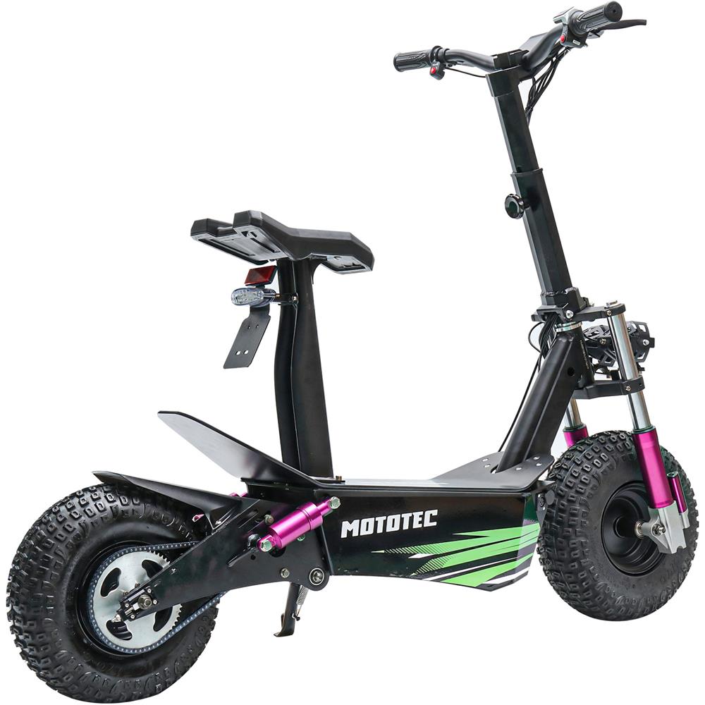 Black electric scooter with pink accents on a white background