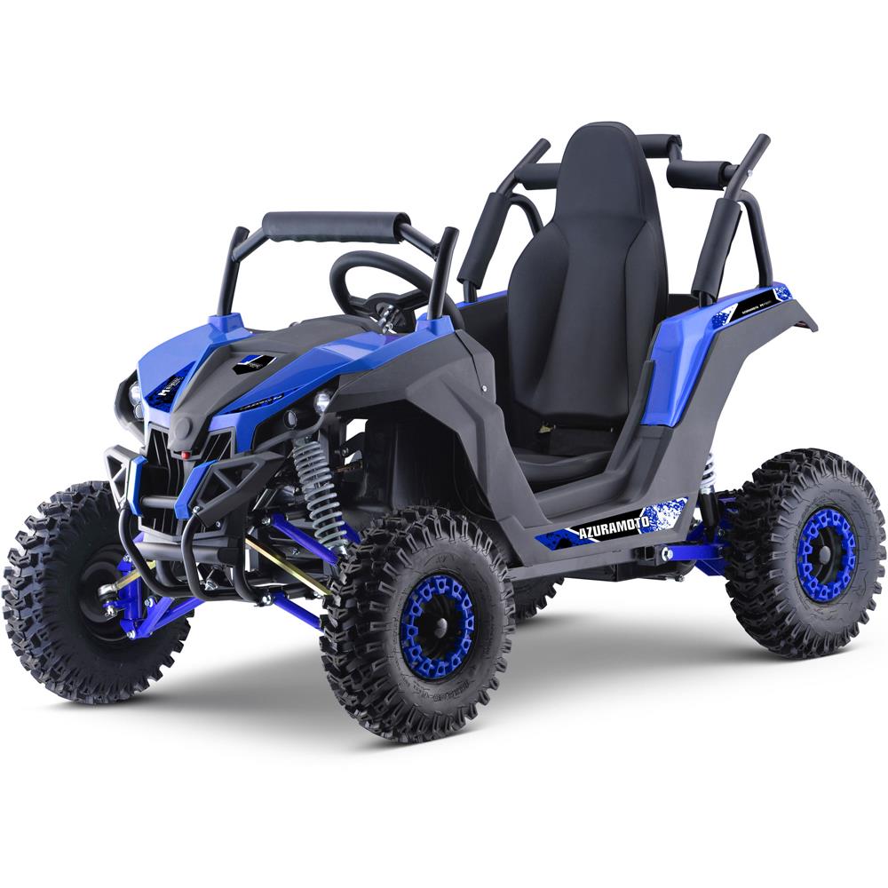 Blue and black off-road vehicle on a white background