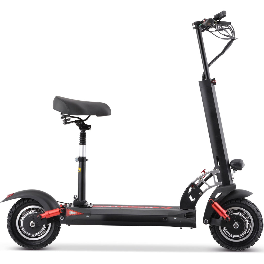 Black electric scooter with a seat 