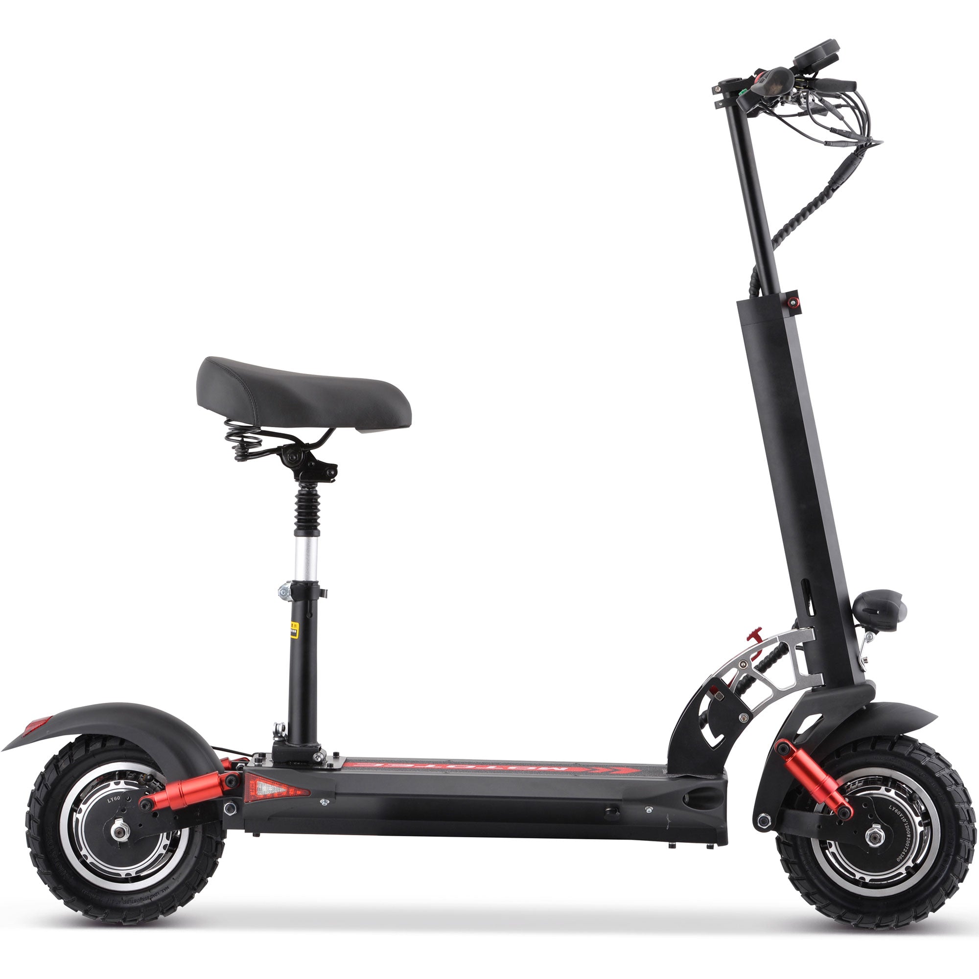 Black electric scooter with a seat 