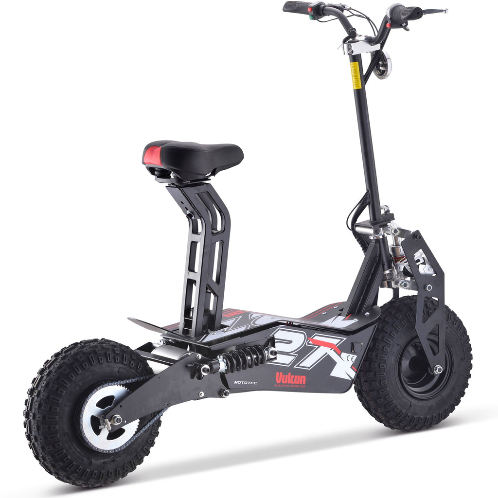 MotoTec Vulcan black e-scooter with large knobby wheels